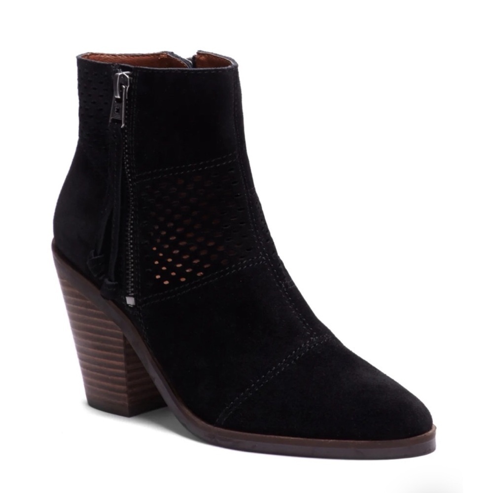 Lucky Brand Black Suede Perforated Ramses Booties Size 9
